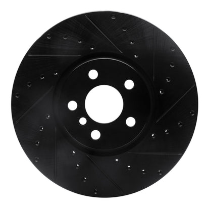 R1 Concepts R1 15-19 Mini Cooper Countryman Front Right Drilled & Slotted Black Brake Rotor
