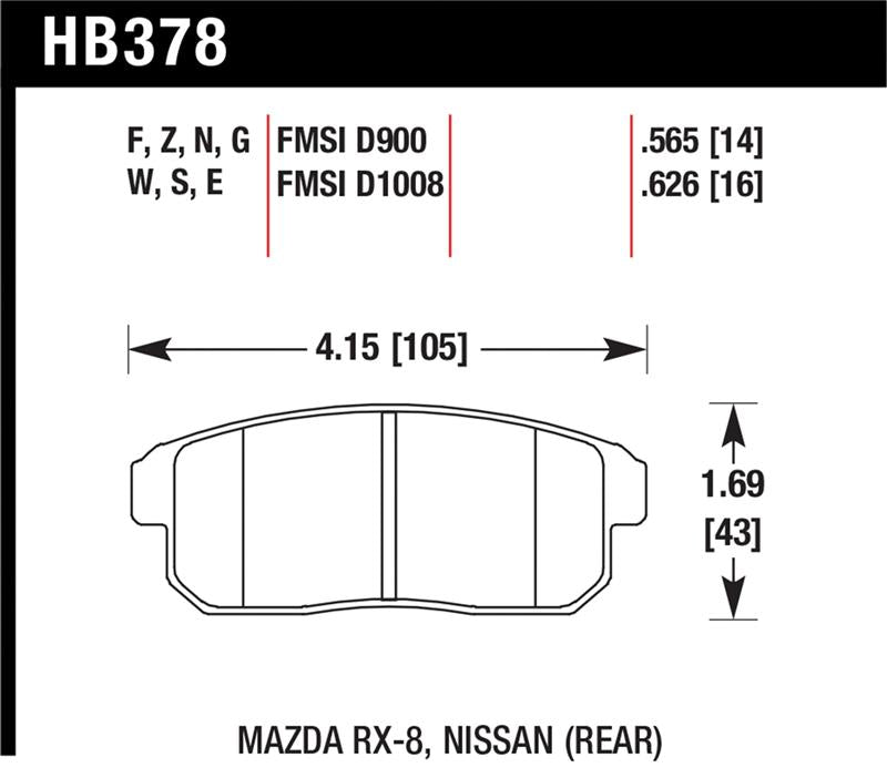 Hawk Performance Hawk 03-07 RX8 Blue 9012 Race Rear Brake Pads D1008