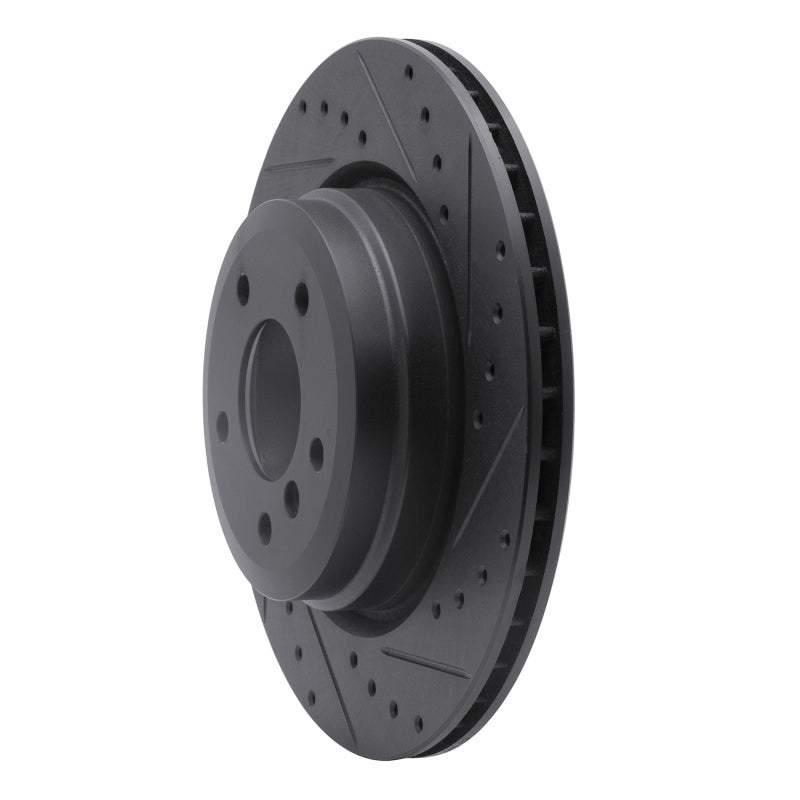R1 Concepts R1 06-15 BMW 335XI Rear Right Drilled & Slotted Black Brake Rotor