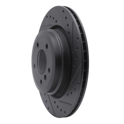 R1 Concepts R1 06-15 BMW 335XI Rear Right Drilled & Slotted Black Brake Rotor