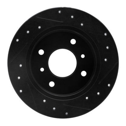 R1 Concepts R1 90-06 Infiniti G20 Rear Left Drilled & Slotted Black Brake Rotor