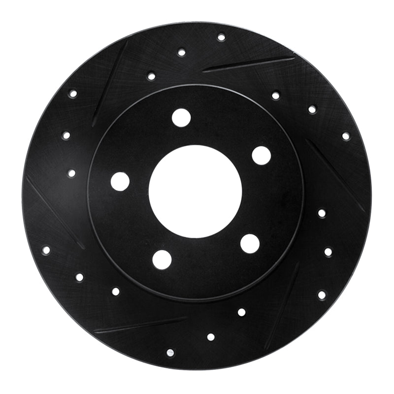 R1 Concepts R1 88-92 Dodge Monaco Rear Left Drilled & Slotted Black Brake Rotor