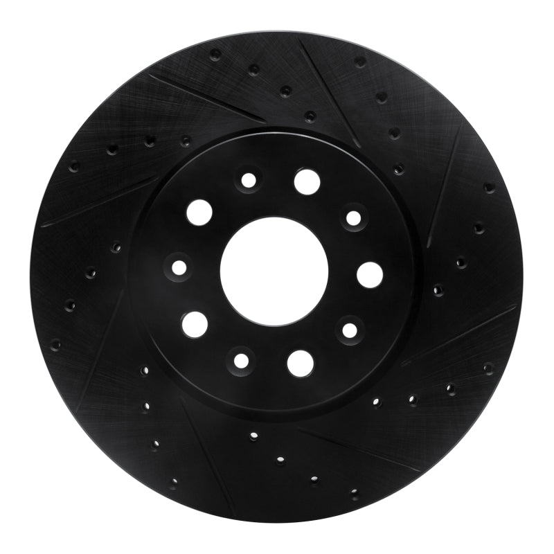 R1 Concepts R1 14-20 Cadillac CT6 Front Right Drilled & Slotted Black Brake Rotor