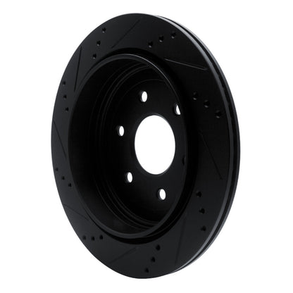 R1 Concepts R1 10-24 Infiniti QX80 Rear Right Drilled & Slotted Black Brake Rotor