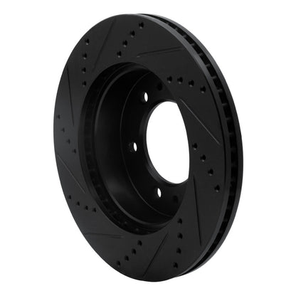 R1 Concepts R1 06-10 Hummer H3T Front Right Drilled & Slotted Black Brake Rotor