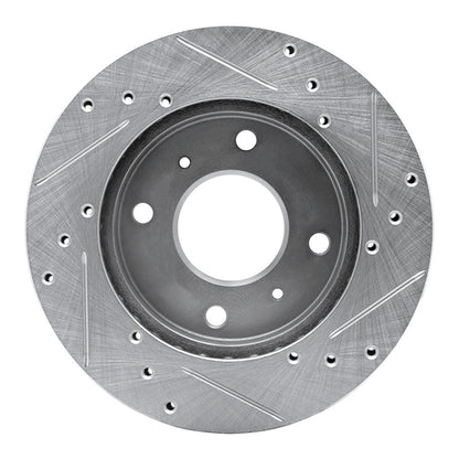 R1 Concepts R1 85-89 Nissan STANZA Front Left Drilled & Slotted Silver Brake Rotor