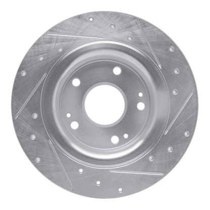 R1 Concepts R1 17-20 Honda Civic Coupe Rear Left Drilled & Slotted Silver Brake Rotor
