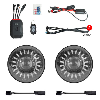 XKGLOW XK Glow 2019+ Jeep Wrangler JL/JT 7in Headlight XKmax RGBW Kit w/ Mnt Brkt App Cntrl 2pc