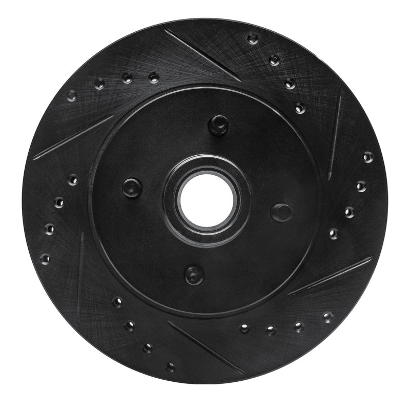 R1 Concepts R1 87-93 Ford Mustang Front Right Drilled & Slotted Black Brake Rotor