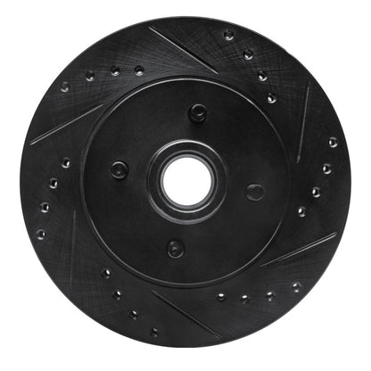R1 Concepts R1 87-93 Ford Mustang Front Right Drilled & Slotted Black Brake Rotor
