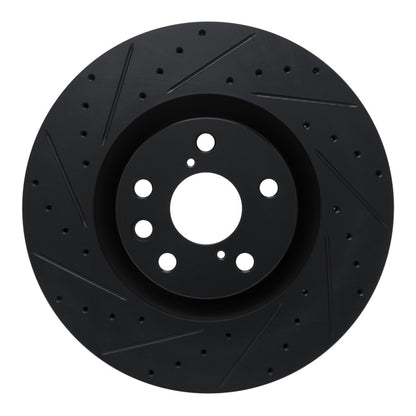 R1 Concepts R1 11-25 Lexus IS200T Left Front Drilled & Slotted Black Brake Rotor