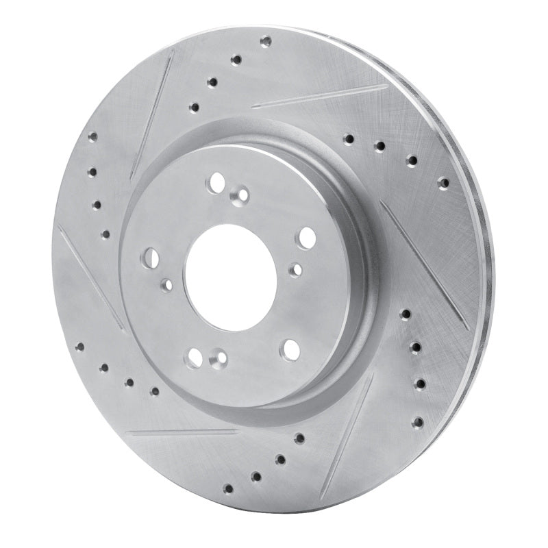 R1 Concepts R1 12-16 Honda CR-V Front Left Drilled & Slotted Silver Brake Rotor