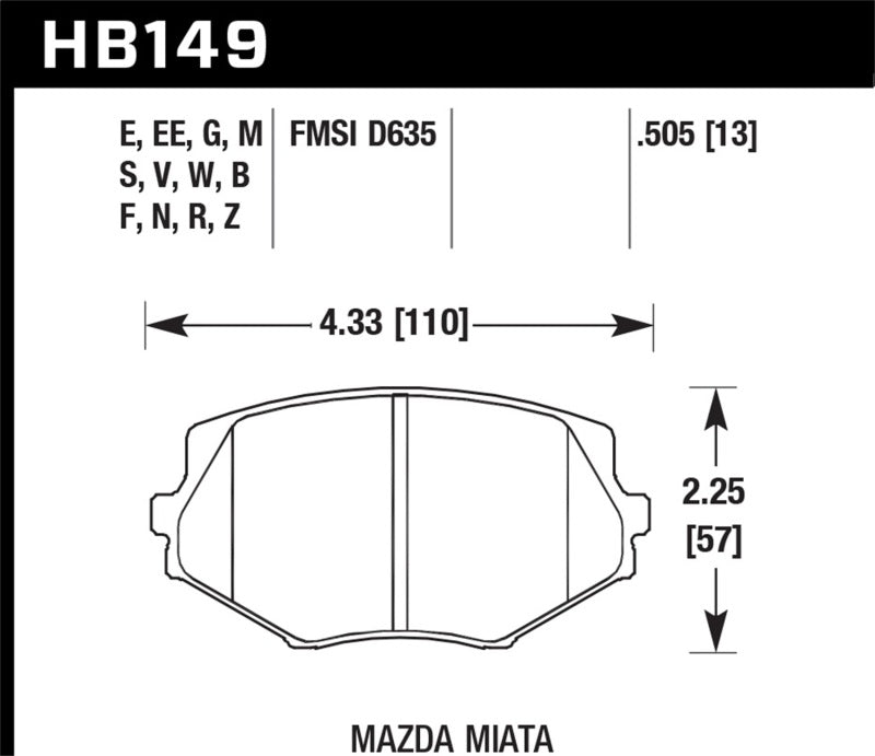 Hawk Performance Hawk 1994-1997 Mazda Miata HPS 5.0 Front Brake Pads