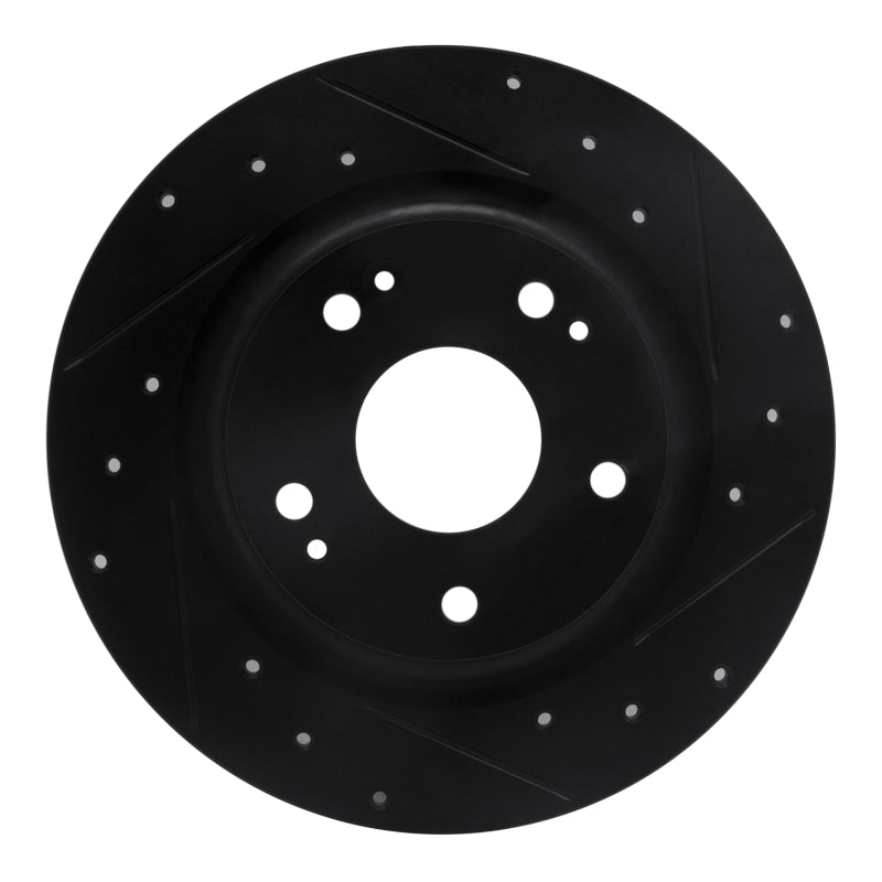 R1 Concepts R1 17-20 Honda Civic Sedan Rear Right Drilled & Slotted Black Brake Rotor