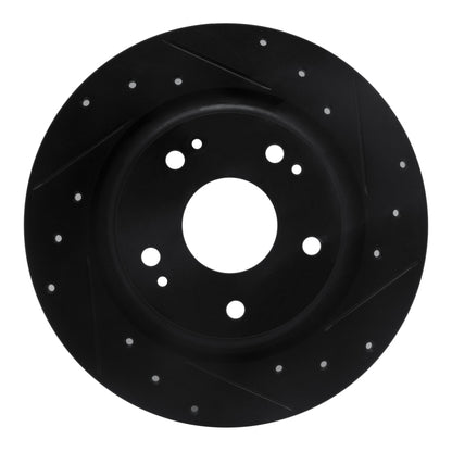R1 Concepts R1 17-20 Honda Civic Sedan Rear Right Drilled & Slotted Black Brake Rotor