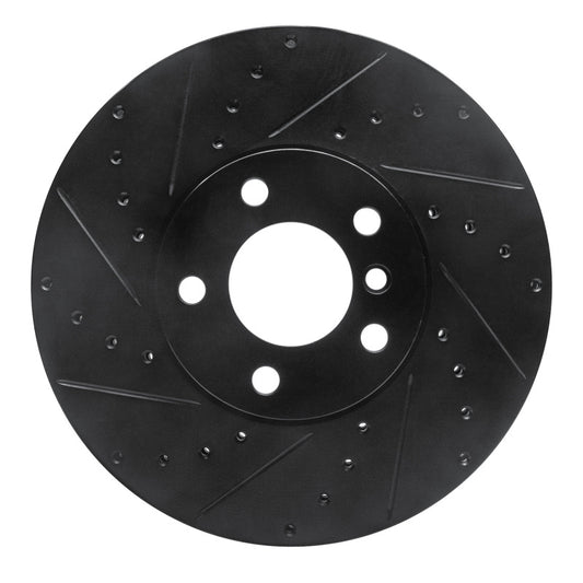 R1 Concepts R1 07-19 BMW X6 Front Left Drilled & Slotted Black Brake Rotor