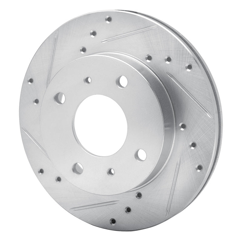 R1 Concepts R1 85-89 Nissan STANZA Front Left Drilled & Slotted Silver Brake Rotor
