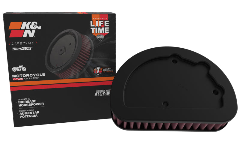 K&N Engineering K&N Replacement Unique Air Filter 6.625in L x 4.75in W x 1.625in H with 1 Flange for Harley-Davidson