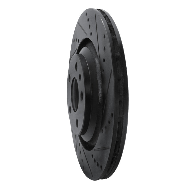 R1 Concepts R1 07-11 Audi S6 Rear Right Drilled & Slotted Black Brake Rotor