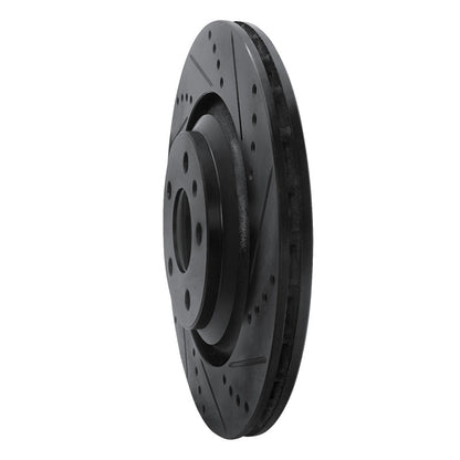 R1 Concepts R1 07-11 Audi S6 Rear Right Drilled & Slotted Black Brake Rotor