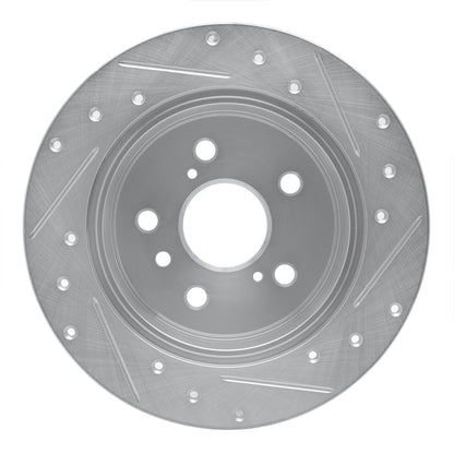 R1 Concepts R1 07-12 Lexus ES350 Rear Left Drilled & Slotted Silver Brake Rotor