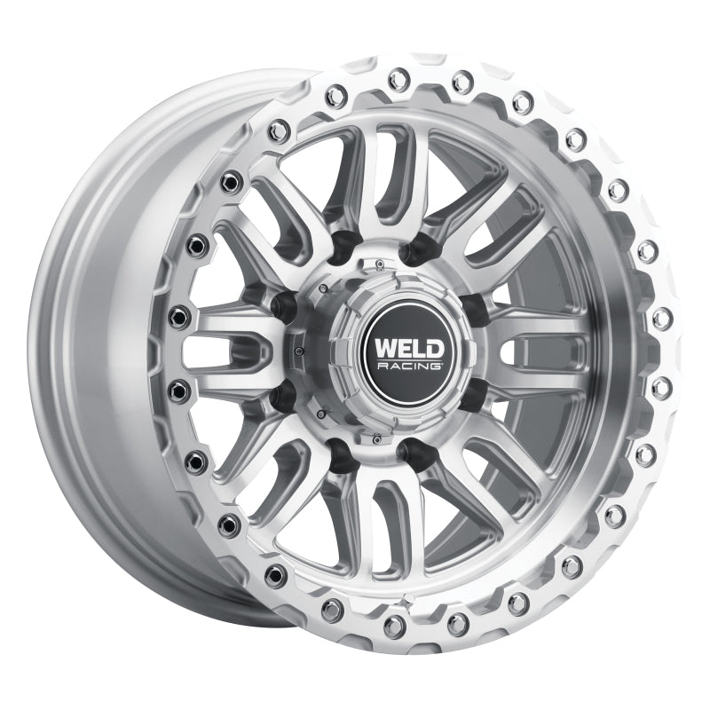 Weld Off-Road Swift 17x9in - 8x180 BP - ET-12 - 124.3mm CB - Gloss Silver Machined Wheel & Ring