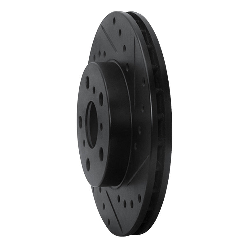 R1 Concepts R1 90-91 Toyota Celica Front Right Drilled & Slotted Black Brake Rotor