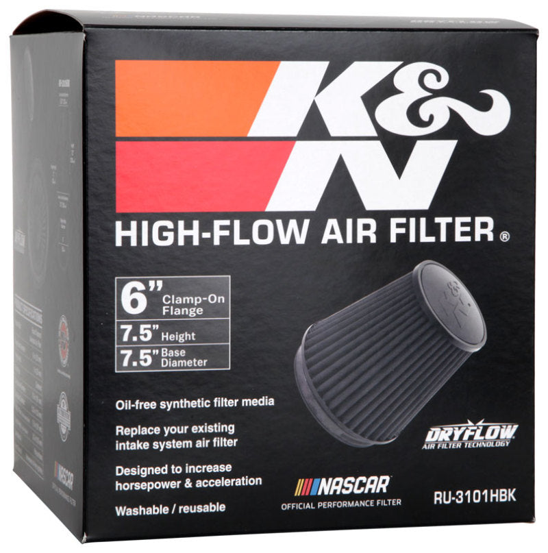 K&N Engineering K&N Universal Rubber Filter Round Tapered 6in Flange ID x 7.5in Base OD x 5.25in Top OD x 8in Height