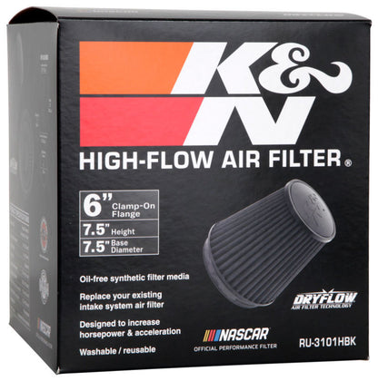 K&N Engineering K&N Universal Rubber Filter Round Tapered 6in Flange ID x 7.5in Base OD x 5.25in Top OD x 8in Height