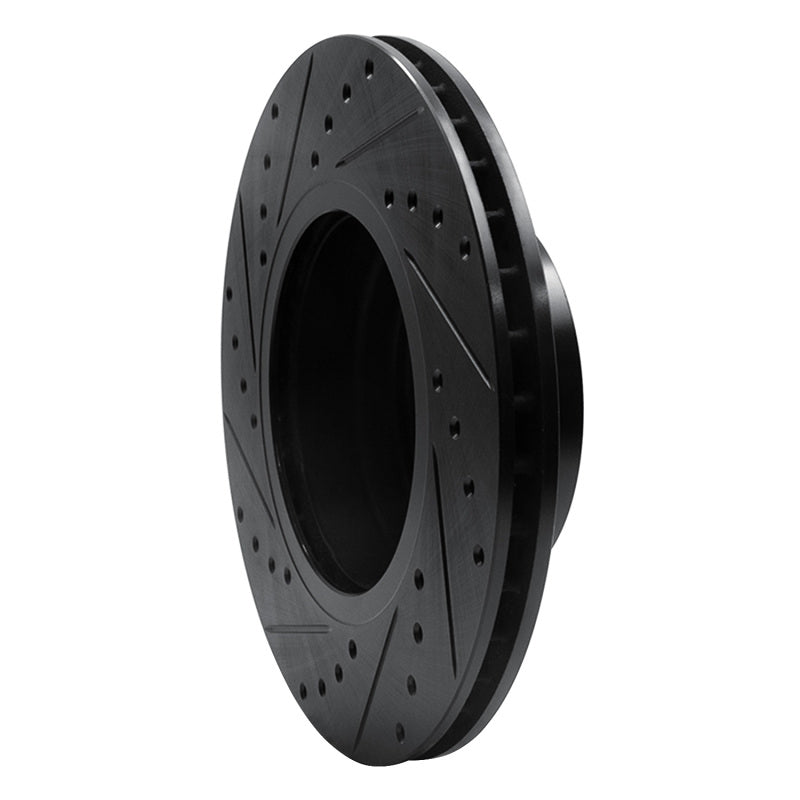 R1 Concepts R1 04-10 BMW 525i (Mexico) Front Right Drilled & Slotted Black Brake Rotor