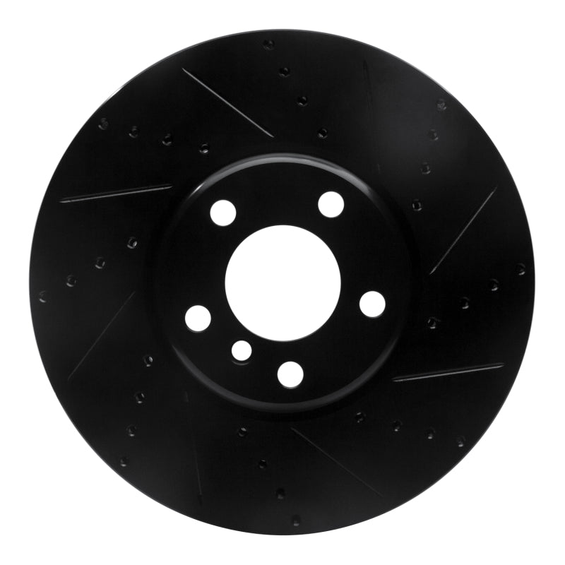 R1 Concepts R1 10-18 BMW 550I Left Front Drilled & Slotted Black Brake Rotor