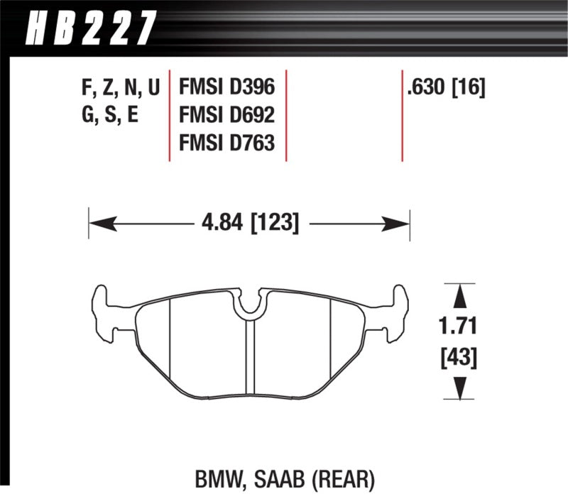 Hawk Performance Hawk BMW 3/5/7 Series / M3 / Z3 / Z4  Race Blue 9012 Rear Brake Pads