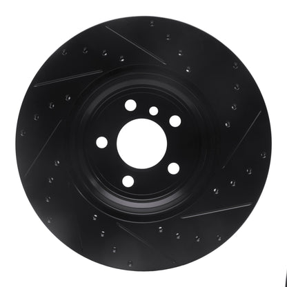 R1 Concepts R1 07-19 BMW X6 Rear Left Drilled & Slotted Black Brake Rotor