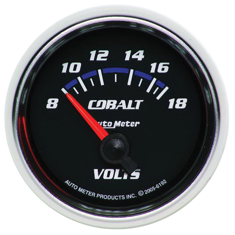 Autometer Cobalt 52mm 8-18 Volts Short Sweep Electric Voltmeter Gauge
