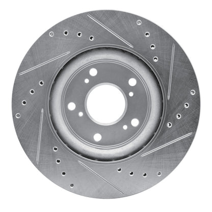 R1 Concepts R1 12-16 Honda CR-V Front Left Drilled & Slotted Silver Brake Rotor