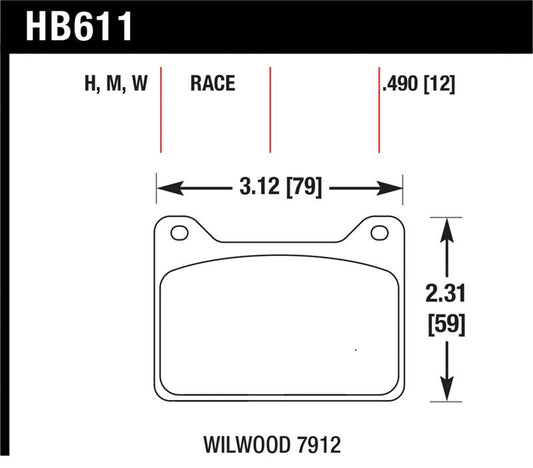 Hawk Performance Hawk Wilwood 7912 DTC-30 Race Brake Pads