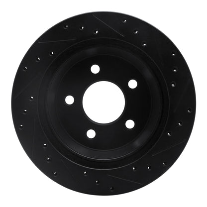 R1 Concepts R1 94-04 Ford Mustang Rear Left Drilled & Slotted Black Brake Rotor