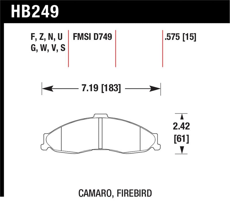 Hawk Performance Hawk 1998-2002 Chevrolet Camaro SS 5.7 HPS 5.0 Front Brake Pads