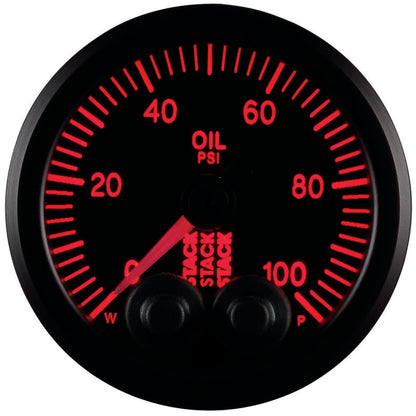 Autometer Stack Instruments Pro Control 52mm 0-100 PSI Oil Pressure Gauge - Black (1/8in NPTF Male)