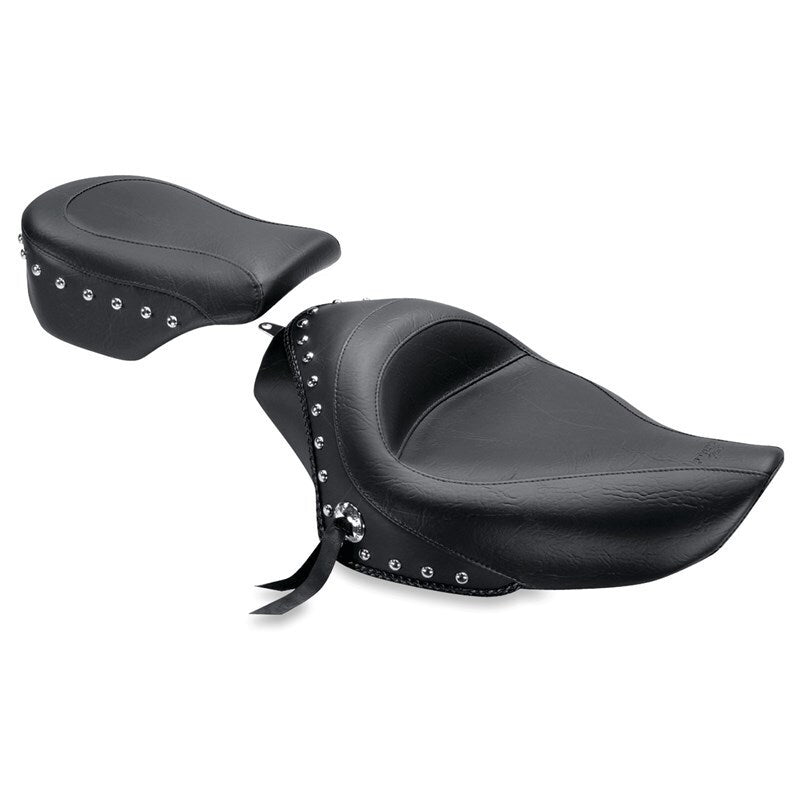 Mustang Motorcycle Mustang 04-21 Harley Sportster 3.3 GAL Standard Touring Solo Seat w/Studs - Black