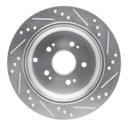 R1 Concepts R1 05-18 Acura RDX Rear Left Drilled & Slotted Silver Brake Rotor