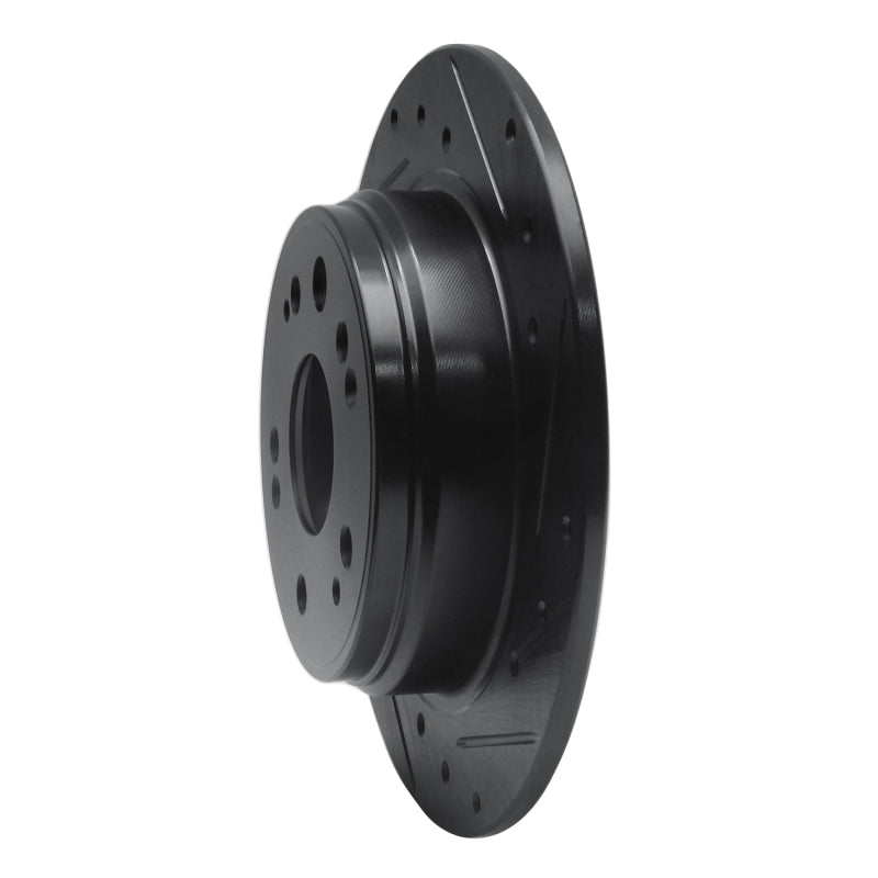 R1 Concepts R1 02-04 Honda CR-V Rear Right Drilled & Slotted Black Brake Rotor