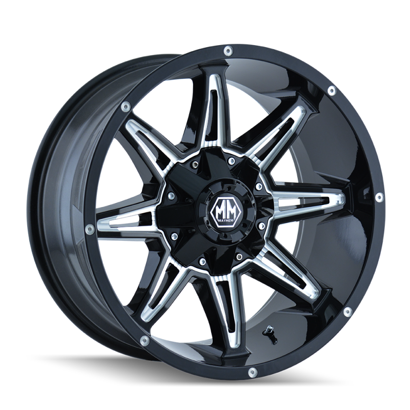 Mayhem 8090 Rampage 20x10 / 8x165.1 BP / -25mm Offset / 130.8mm Hub Gloss Black Milled Wheel