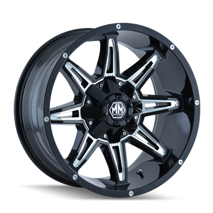 Mayhem 8090 Rampage 20x10 / 8x165.1 BP / -25mm Offset / 130.8mm Hub Gloss Black Milled Wheel