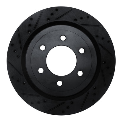 R1 Concepts R1 18-21 Ford F-150 4WD Rear Left Drilled & Slotted Black Brake Rotor