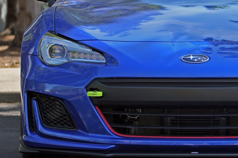 Perrin Performance PERRIN 18-21 Subaru WRX & STI / 13-25 BRZ / 17-20 Toyota 86 Tow Hook Kit (Front) - Neon Yellow