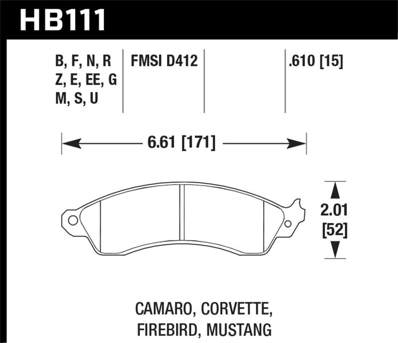 Hawk Performance Hawk 94-04 Mustang Cobra / 88-95 Corvette 5.7L / 88-92 Camaro w/ Hvy Duty Brakes Front HPS Street Br