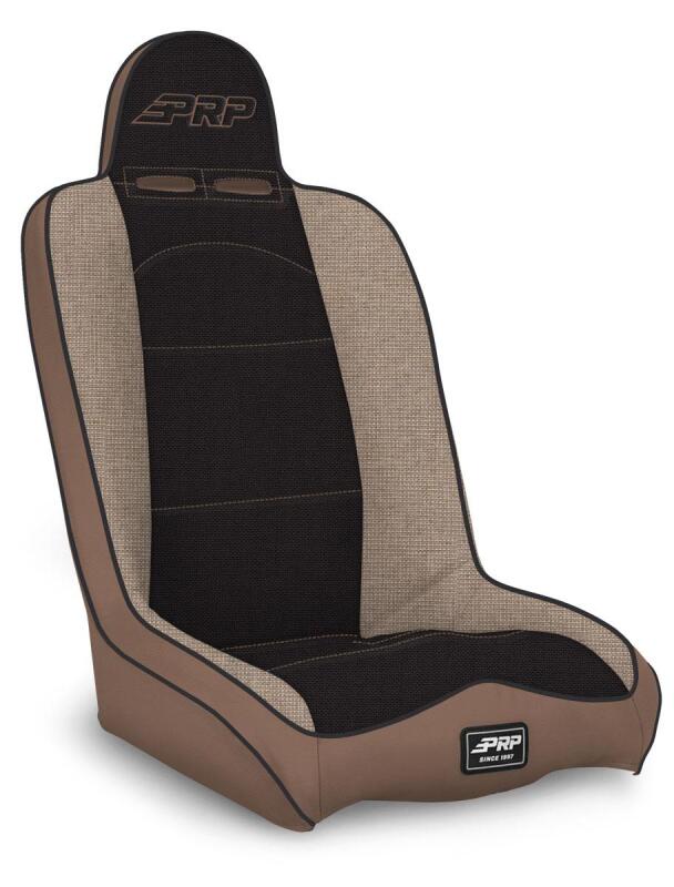 PRP Seats PRP Daily Driver High Back Suspension Seat (Two Neck Slots) - Tan / Black