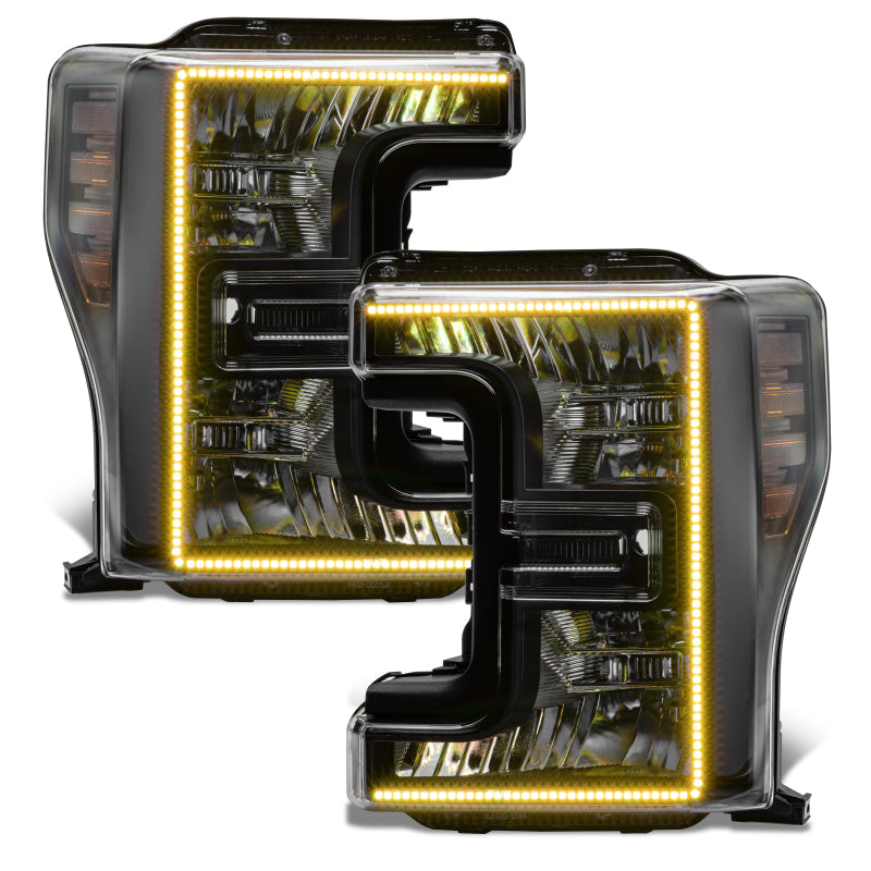 ORACLE Lighting Oracle 17-19 Ford F-250 SD Dynamic Pre-Assembled Headlights - Halogen - Black Edition -