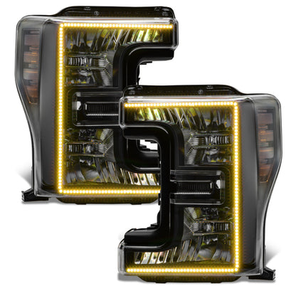 ORACLE Lighting Oracle 17-19 Ford F-250 SD Dynamic Pre-Assembled Headlights - Halogen - Black Edition -